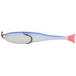Поролоновая рыбка КОНТАКТ на двойнике 6 см бело-синяя (уп. 5 шт)
