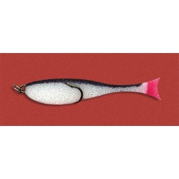 Поролоновая рыбка КОНТАКТ на двойнике 6 см бело-черн (уп. 5 шт)