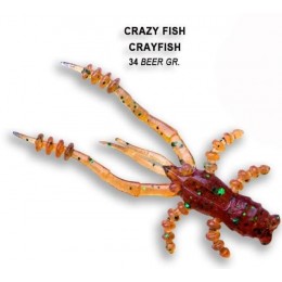 Силиконовая приманка Crazy Fish Crayfish 1.8" цвет 34 (8 шт)