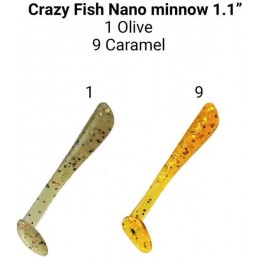 Силиконовая приманка Crazy Fish Nano minnow 1.1" цвет 1/9 (16 шт)