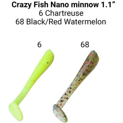 Силиконовая приманка Crazy Fish Nano minnow 1.1" цвет 6/68 (16 шт) кальмар