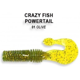 Силиконовая приманка Crazy Fish Powertail 2.8" цвет 1 (5 шт)