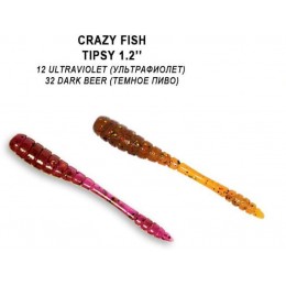 Силиконовая приманка Crazy Fish Tipsy 1,2" цвет 12/32 (16 шт) кальмар