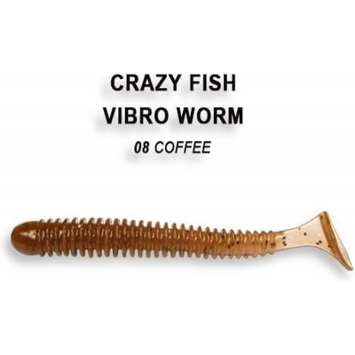 Силиконовая приманка Crazy Fish Vibro worm 2" цвет 8 (8 шт) жареная рыба