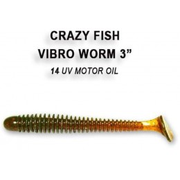 Силиконовая приманка Crazy Fish Vibro worm 3" цвет 14 (5 шт)