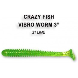 Силиконовая приманка Crazy Fish Vibro worm 3" цвет 21 (5 шт) кальмар