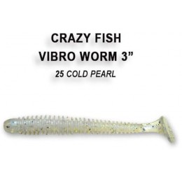 Силиконовая приманка Crazy Fish Vibro worm 3" цвет 25 (5 шт) кальмар