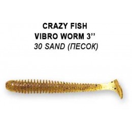 Силиконовая приманка Crazy Fish Vibro worm 3" цвет 30 (5 шт)