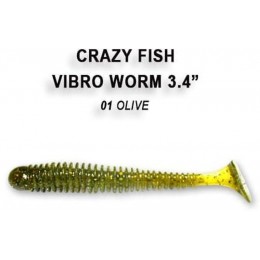 Силиконовая приманка Crazy Fish Vibro worm 3" цвет 1 (5 шт)