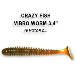 Силиконовая приманка Crazy Fish Vibro worm 3.4" цвет 10 (5 шт)