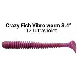 Силиконовая приманка Crazy Fish Vibro worm 3.4" цвет 12 (5 шт) кальмар