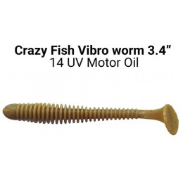 Силиконовая приманка Crazy Fish Vibro worm 3.4" цвет 14 (5 шт) кальмар