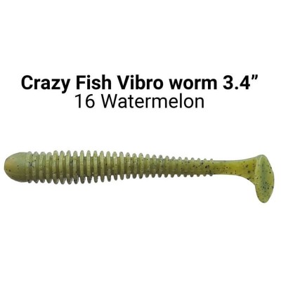 Силиконовая приманка Crazy Fish Vibro worm 3.4" цвет 16 (5 шт)