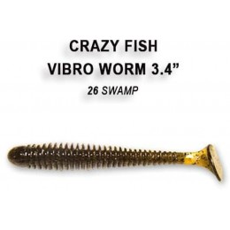 Силиконовая приманка Crazy Fish Vibro worm 3.4" цвет 26 (5 шт)