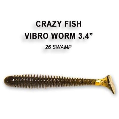 Силиконовая приманка Crazy Fish Vibro worm 3.4" цвет 26 (5 шт)