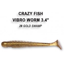 Силиконовая приманка Crazy Fish Vibro worm 3.4" цвет 28 (5 шт) креветка