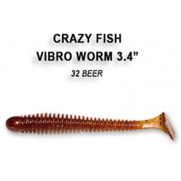 Силиконовая приманка Crazy Fish Vibro worm 3.4" цвет 32 (5 шт)