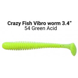 Силиконовая приманка Crazy Fish Vibro worm 3.4" цвет 54 (5 шт) плавающая кальмар
