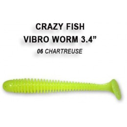 Силиконовая приманка Crazy Fish Vibro worm 3.4" цвет 6 (5 шт) кальмар