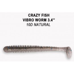 Силиконовая приманка Crazy Fish Vibro worm 3.4" цвет 10d (5 шт)