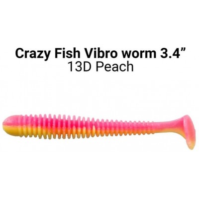 Силиконовая приманка Crazy Fish Vibro worm 3.4" цвет 13d (5 шт) плавающая кальмар