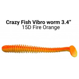 Силиконовая приманка Crazy Fish Vibro worm 3.4" цвет 15d (5 шт) кальмар
