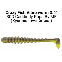 Силиконовая приманка Crazy Fish Vibro worm 3.4" цвет 30d (5 шт) плавающая