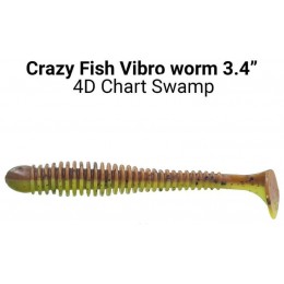 Силиконовая приманка Crazy Fish Vibro worm 3.4" цвет 4d (5 шт) кальмар