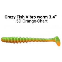 Силиконовая приманка Crazy Fish Vibro worm 3.4" цвет 5d (5 шт) кальмар