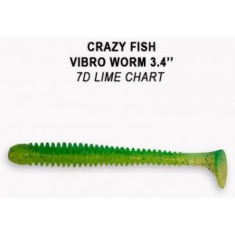Силиконовая приманка Crazy Fish Vibro worm 3.4" цвет 7d (5 шт)
